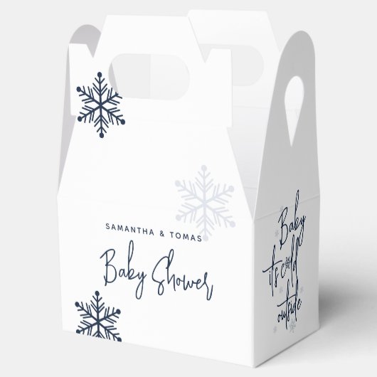 Minimalistische eenvoudige moderne winter Baby Boy Bedankdoosjes (Geopend)