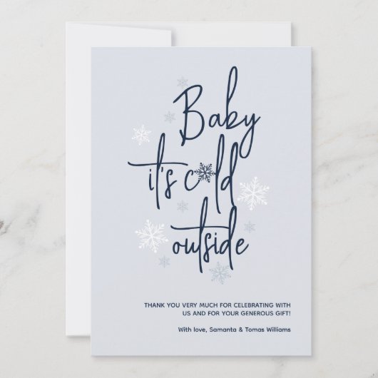Minimalistische eenvoudige moderne winter Baby Boy Bedankkaart (Voorkant)