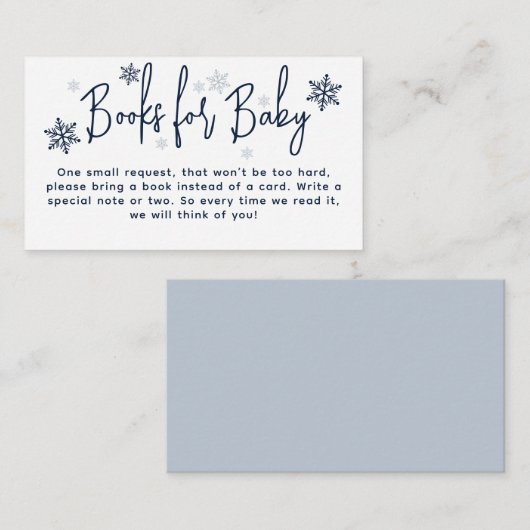 Minimalistische eenvoudige moderne winter Baby Boy Informatiekaartje (Voorkant / Achterkant)