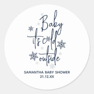 Minimalistische eenvoudige moderne winter Baby Boy Ronde Sticker