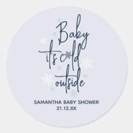 Minimalistische eenvoudige moderne winter Baby Boy Ronde Sticker