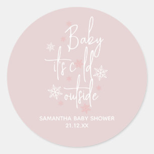 Minimalistische eenvoudige moderne winter Baby Gir Ronde Sticker