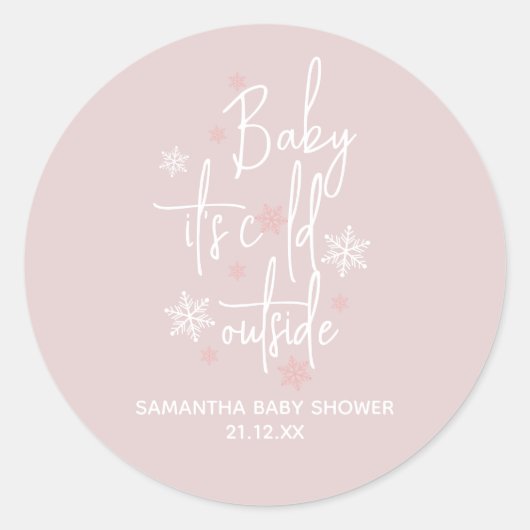 Minimalistische eenvoudige moderne winter Baby Gir Ronde Sticker (Voorkant)