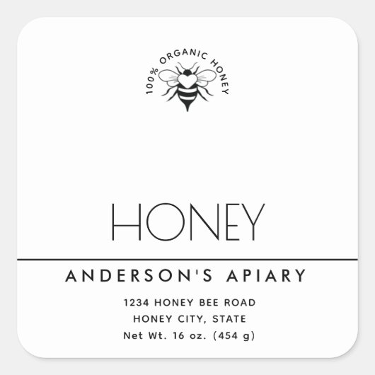 Minimalistische eenvoudige moderne witte honing vierkante sticker (Voorkant)