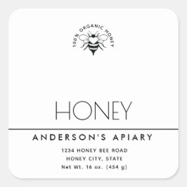 Minimalistische eenvoudige moderne witte honing vierkante sticker