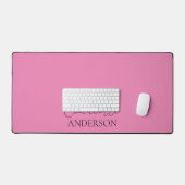Minimalistische Eenvoudige Monogram Naam Roze Bure Bureaumat (Keyboard & Muis)