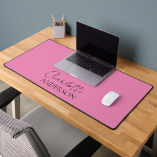 Minimalistische Eenvoudige Monogram Naam Roze Bure Bureaumat