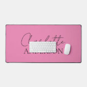 Minimalistische eenvoudige Monogram Naam Roze Bure Bureaumat (Keyboard & Muis)