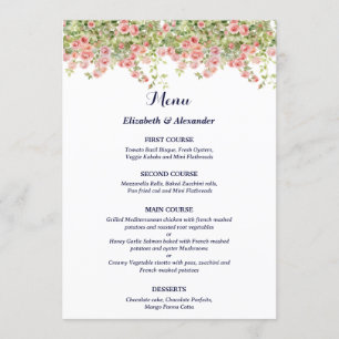 Minimalistische eenvoudige mooie roos wijnstok blo menu