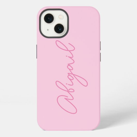 Minimalistische Eenvoudige Mooie Roze Script Monog iPhone Hoesje (Achterkant)