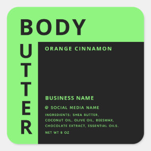 Minimalistische eenvoudige neon groene body butter vierkante sticker