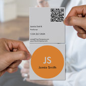 Minimalistische Eenvoudige Oranje Dot Initialen Zw Vierkante Visitekaartje