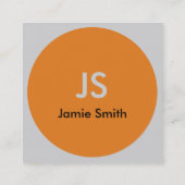 Minimalistische Eenvoudige Oranje Dot Initialen Zw Vierkante Visitekaartje (Achterkant)