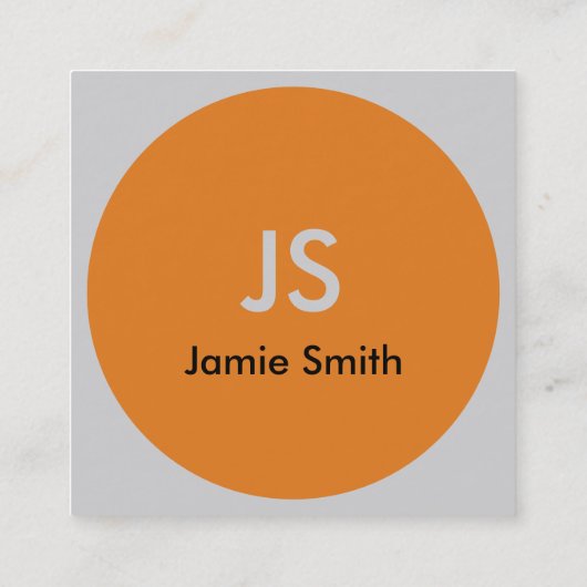 Minimalistische Eenvoudige Oranje Dot Initialen Zw Vierkante Visitekaartje (Achterkant)