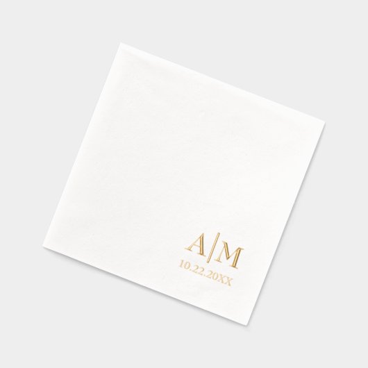 Minimalistische eenvoudige paar Initialen en trouw Folie Servetten (Links)