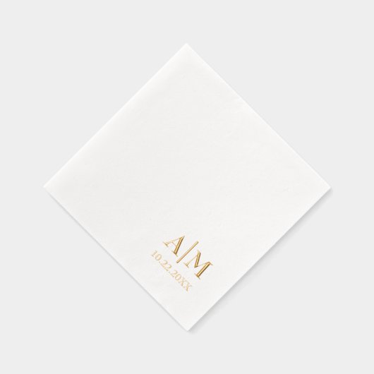 Minimalistische eenvoudige paar Initialen en trouw Folie Servetten (Rechts)