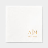 Minimalistische eenvoudige paar Initialen en trouw Folie Servetten (Voorkant)