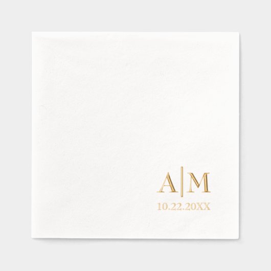 Minimalistische eenvoudige paar Initialen en trouw Folie Servetten (Voorkant)
