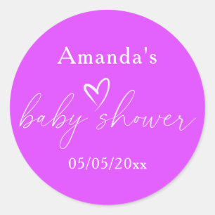 Minimalistische Eenvoudige Paarse Babyborrel Ronde Sticker