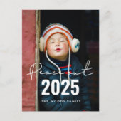 Minimalistische eenvoudige Peace out 2025 Nieuwjaa Briefkaart (Voorkant)