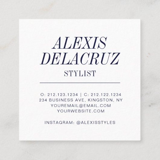 Minimalistische Eenvoudige Professionele Foto Mode Vierkante Visitekaartje (Achterkant)