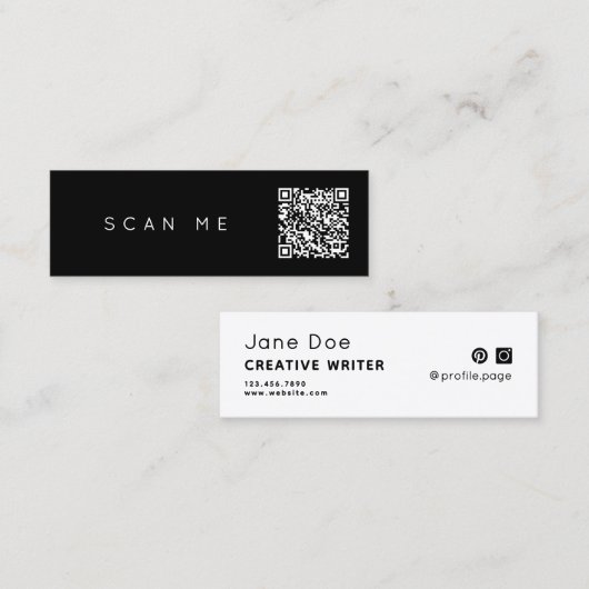 Minimalistische eenvoudige professionele QR-code Mini Visitekaartje (Voorkant / Achterkant)