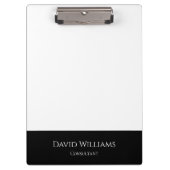 Minimalistische Eenvoudige Professionele Zwart Wit Klembord (Voorkant)