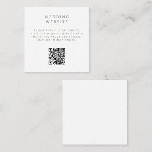 Minimalistische eenvoudige QR Code bruiloft websit Informatiekaartje (Voorkant / Achterkant)