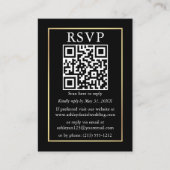 Minimalistische Eenvoudige QR Gold Black RSVP Informatiekaartje (Voorkant)