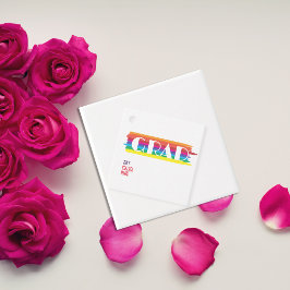 Minimalistische eenvoudige regenboog afgestudeerd bedankjes labels