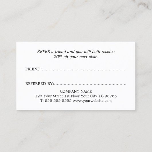 Minimalistische Eenvoudige Rode Witte Schoonheidss Aanbevelingskaartje (Achterkant)