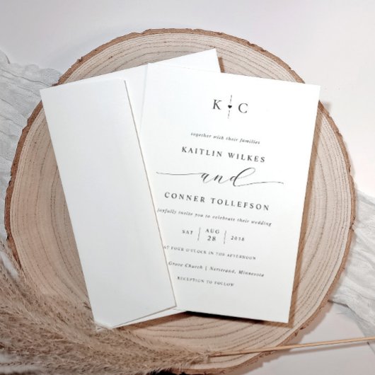 Minimalistische eenvoudige romantische zwart-wit b kaart