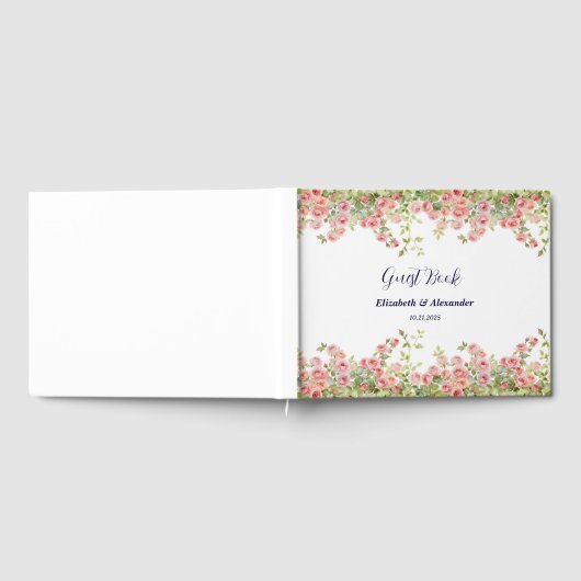 Minimalistische Eenvoudige  roos wijnstok bloemenb Gastenboek (Volledig)