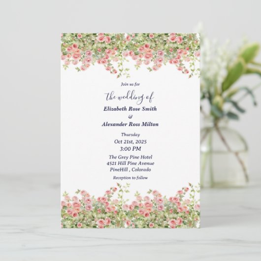 Minimalistische Eenvoudige  roos wijnstok bloemenb Kaart (Staand voorkant)