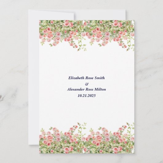 Minimalistische Eenvoudige  roos wijnstok bloemenb Kaart (Achterkant)