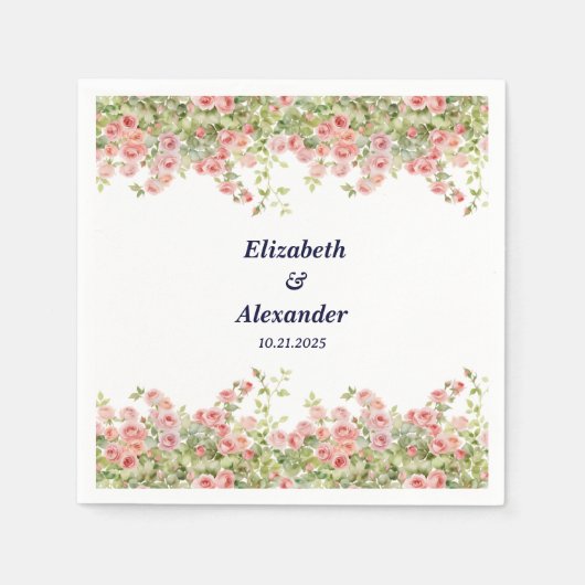 Minimalistische Eenvoudige  roos wijnstok bloemenb Servet (Voorkant)