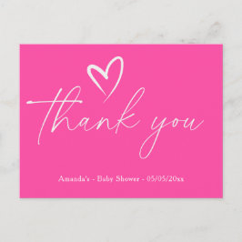 Minimalistische Eenvoudige Roze Baby Shower Dankje Briefkaart