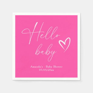 Minimalistische Eenvoudige Roze Hallo Baby Servet