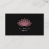 Minimalistische eenvoudige roze lotus zwart visitekaartje (Voorkant)