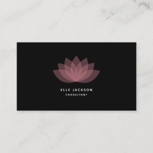 Minimalistische eenvoudige roze lotus zwart visitekaartje