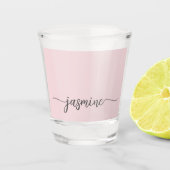 Minimalistische Eenvoudige Roze Monogram Meisjesac Shot Glas (Voorkant)