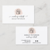 Minimalistische eenvoudige roze penseelstreek logo visitekaartje (Voorkant / Achterkant)