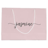 Minimalistische Eenvoudige Roze Roos Monogram Jong Groot Cadeauzakje (Achterkant)