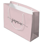 Minimalistische Eenvoudige Roze Roos Monogram Jong Groot Cadeauzakje (Achterkant Gekanteld)