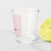 Minimalistische Eenvoudige Roze Roos Monogram Jong Shot Glas (Rechts)