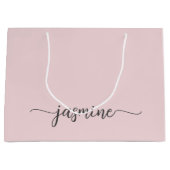 Minimalistische Eenvoudige Roze Roos Monogram Meis Groot Cadeauzakje (Voorkant)