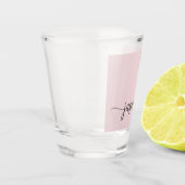 Minimalistische Eenvoudige Roze Roos Monogram Meis Shot Glas (Links)