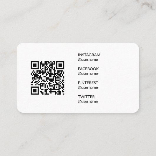 Minimalistische, eenvoudige schaalbare QR-codenumm Visitekaartje (Achterkant)