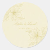 Minimalistische eenvoudige schets bloemenbruiloft ronde sticker (Voorkant)