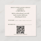 Minimalistische eenvoudige schoonmaakdiensten voor aanbevelingskaartje (Achterkant)
